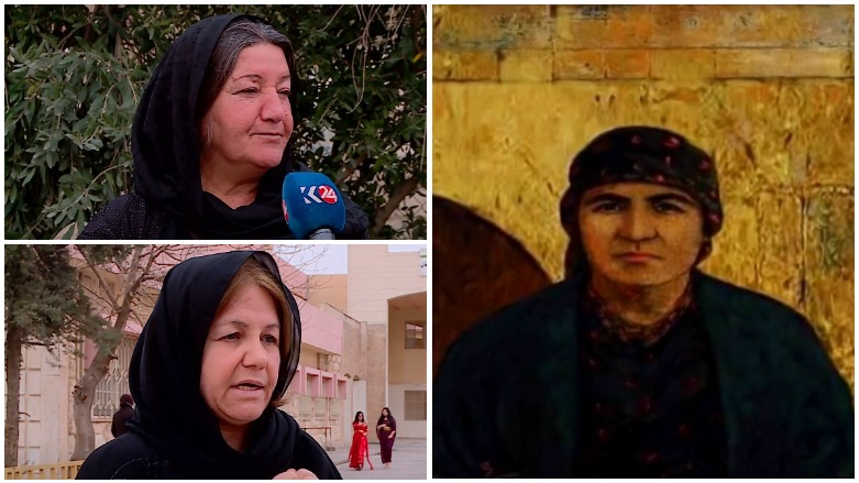 وێنەیەکی کێشراوی خەجە باوە و کچەکانی